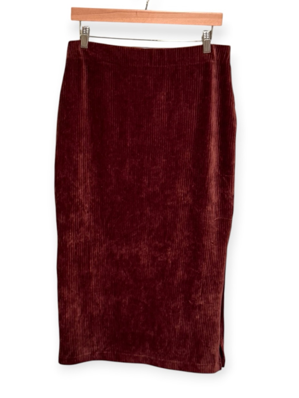 Free People I Want It All Cord Midi Skirt Ribbed Midi Skirt in Red Size Large